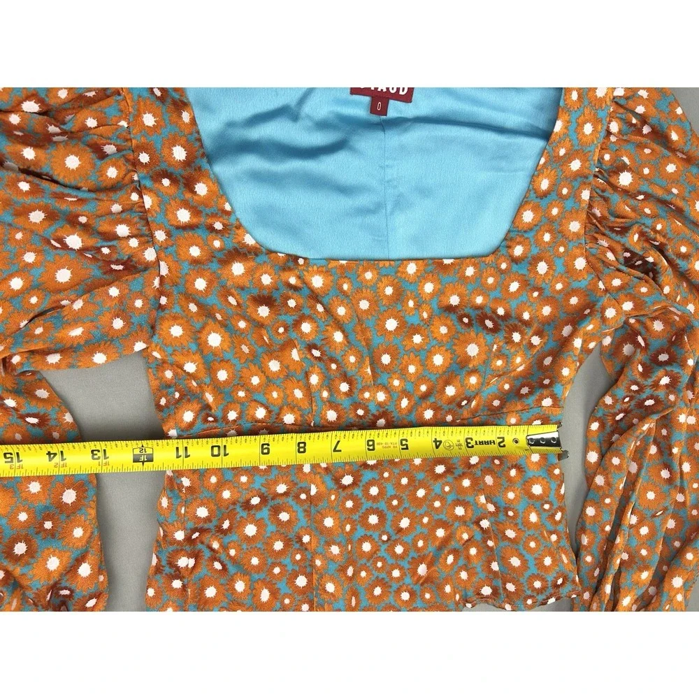 Staud Women's‎ 0 Puff Sleeve Floral Blouse Retro Whimsical Top